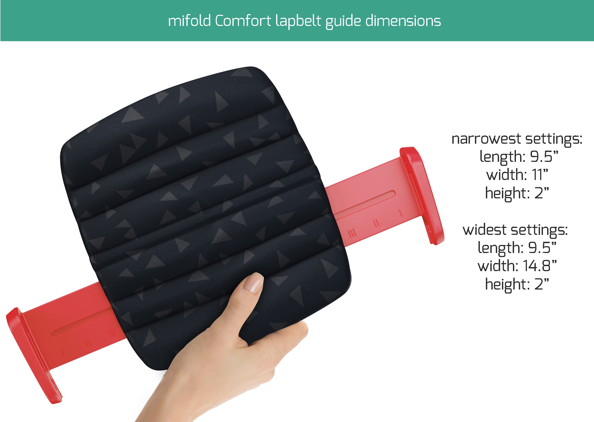 Dimensions of an open mifold Comfort seat