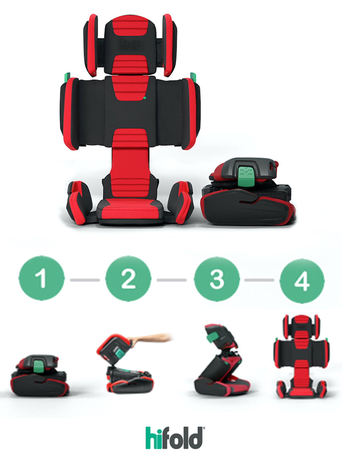 hifold the fit-and-fold booster + storage bag + cup holder - mifold